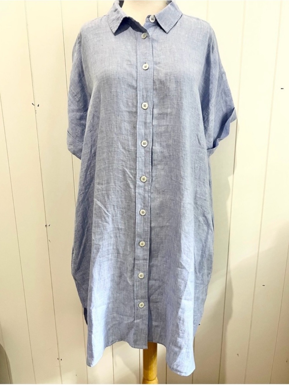 Light Blue Button-Front Women’s Shirt Dress
